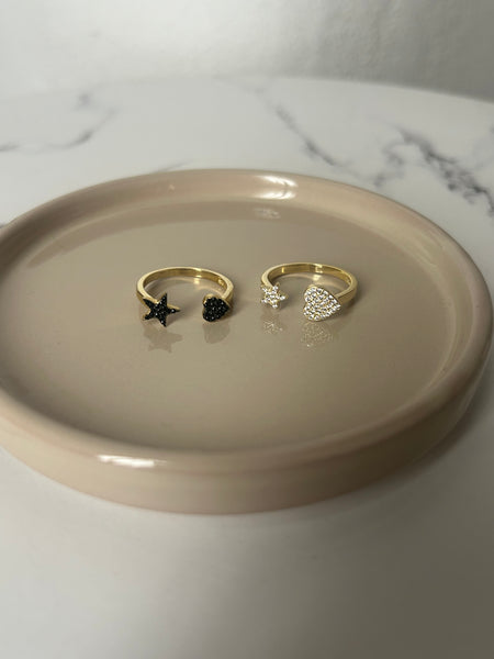 Anello aperto cuore e stella