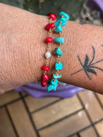 Bracciale corallo rosso o turchese