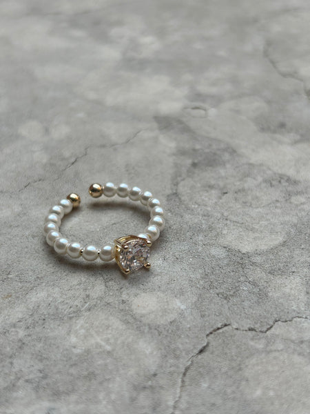 Anello solitario perle