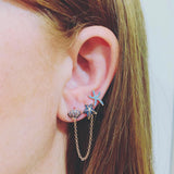 Mono Orecchino con catena Stella Conchiglia Blu