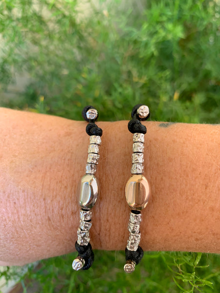 Bracciale cordino con pepita in argento925